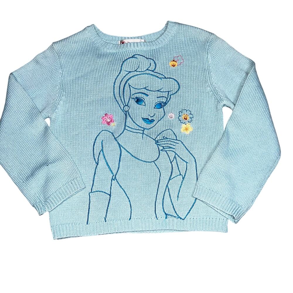 Disney Store Cinderella Disney princess blue embroidered knit sweater girls 2/3